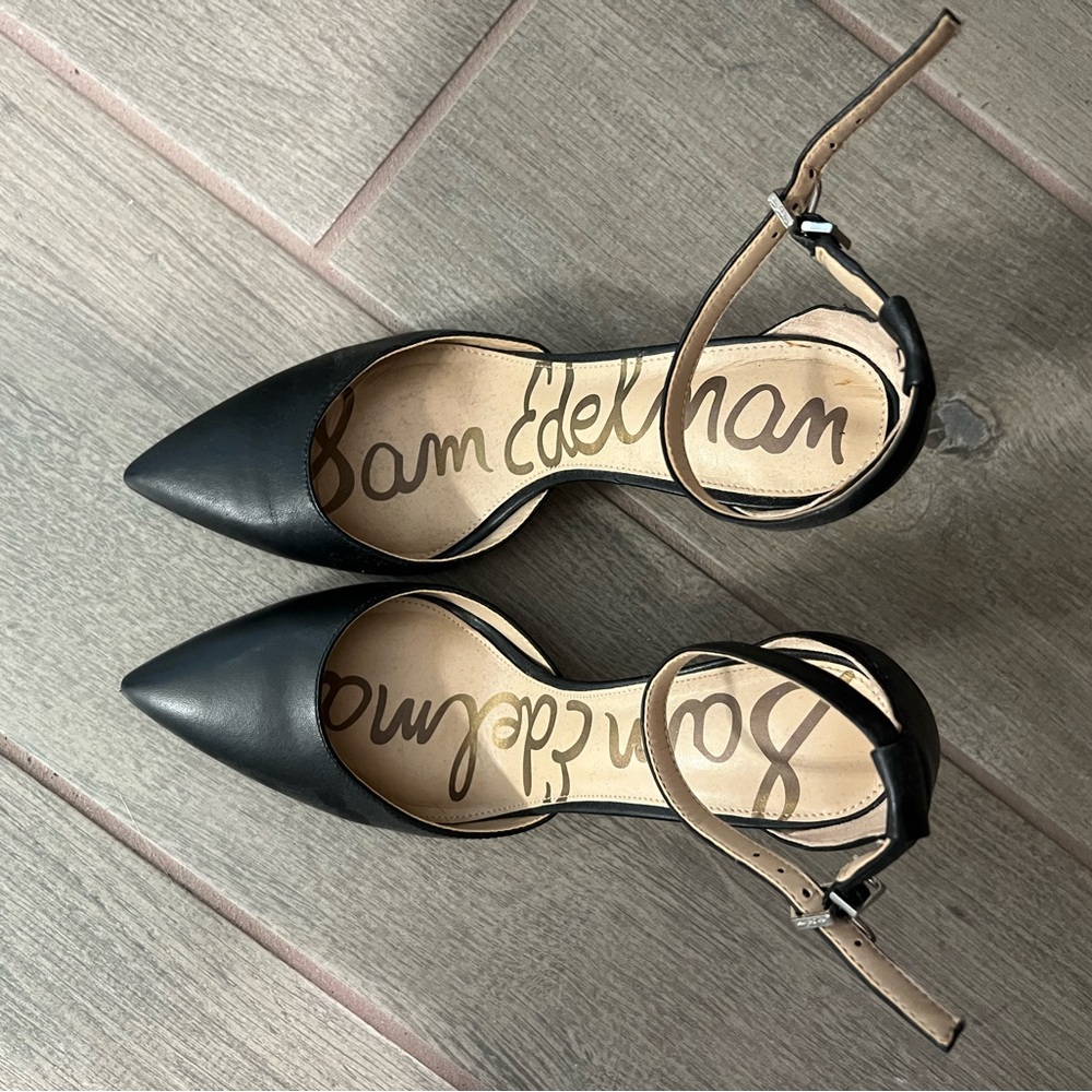 Same Edelman Black Leather Heels